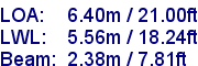 sail specifications