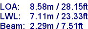 sail specifications