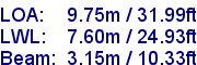 sail specifications