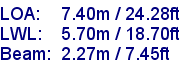 sail specifications