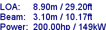 sail specifications